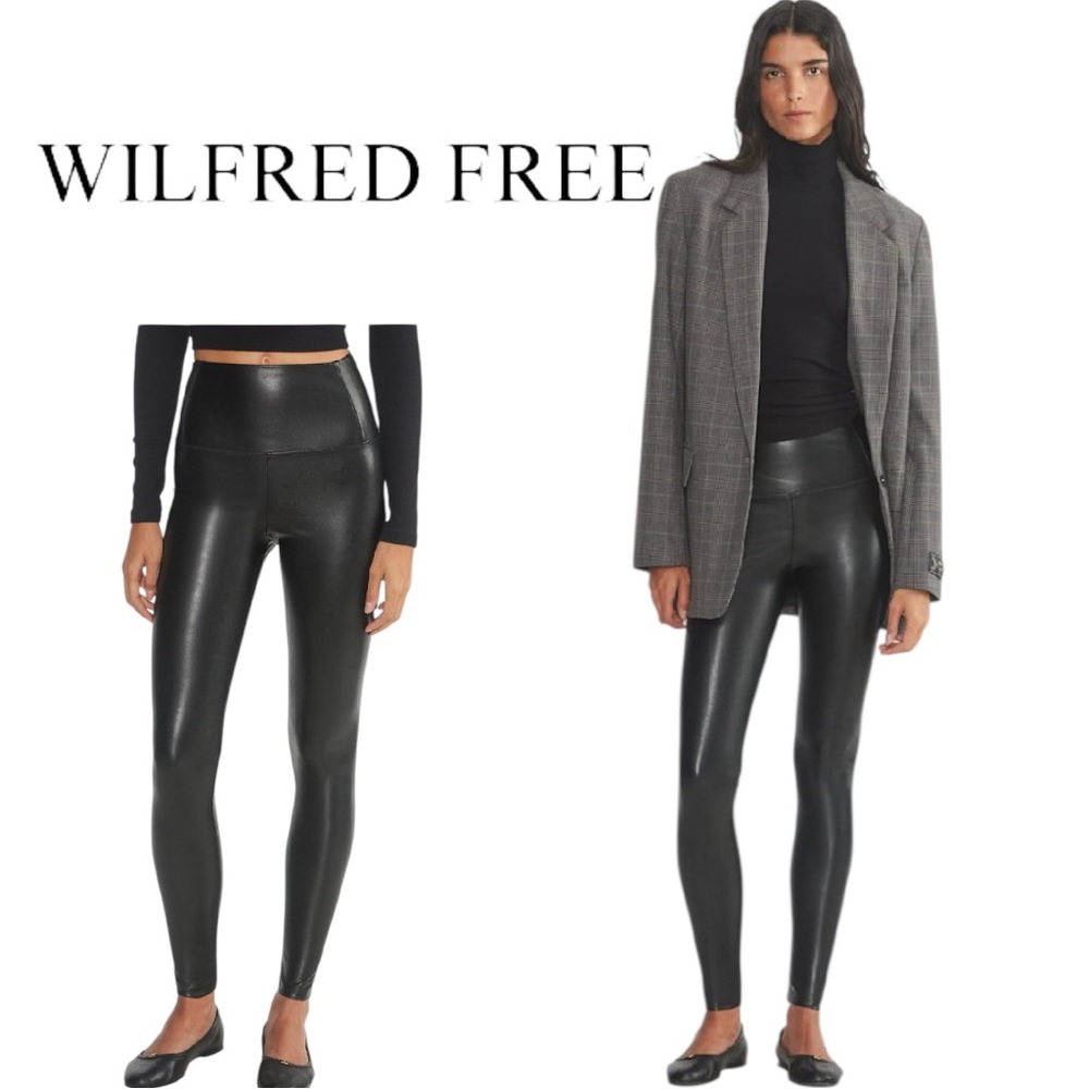 Wilfred Free Daria Black Faux Leather High Rise Leggings XS
